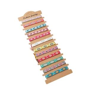 12 Pcs Handmade Colorful‎ Woven Friendship  Adjustable Boho String Bracelets